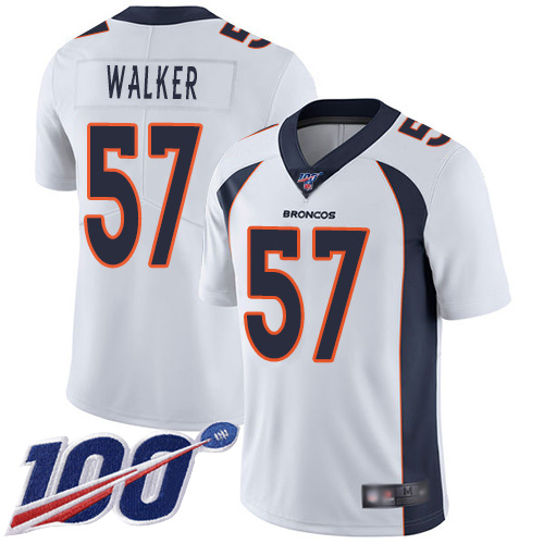 Men Denver Broncos #57 Demarcus Walker White Vapor Untouchable Limited Player 100th Season Football NFL Jersey